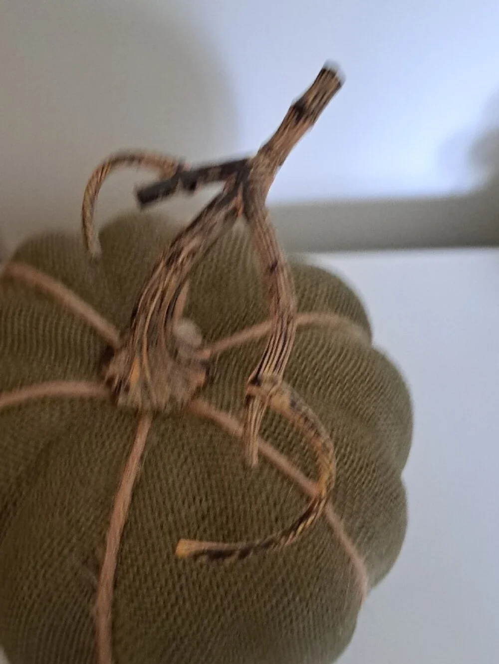 Rustic Olive Green Burlap Pumpkin Accent - Home Accents